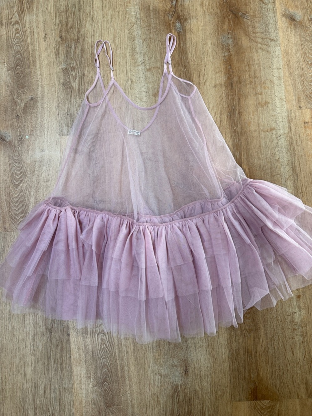 FREE PEOPLE intimately Sheer Pink Tulle Babydoll Dress